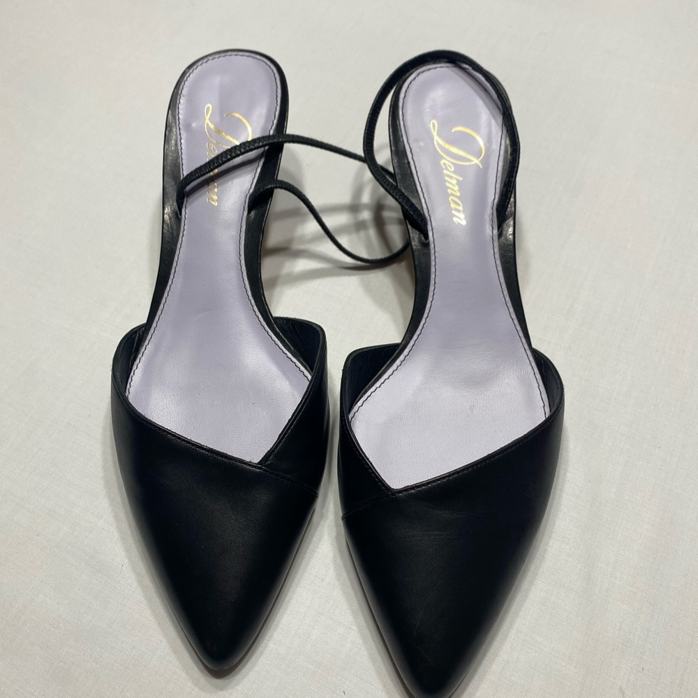 COPY - DELMAN LACI Womens sz 71/2 black leather slingbacks shoes
